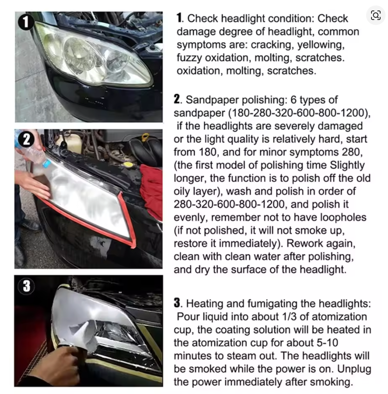 Headlight Restoration Kit | 800ml Cleaner & Polishing Tool