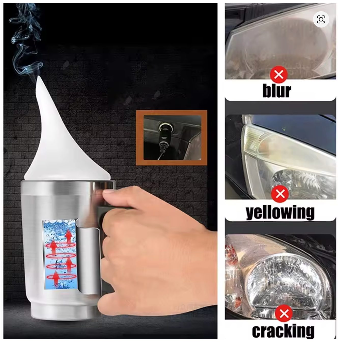 Headlight Restoration Kit | 800ml Cleaner & Polishing Tool