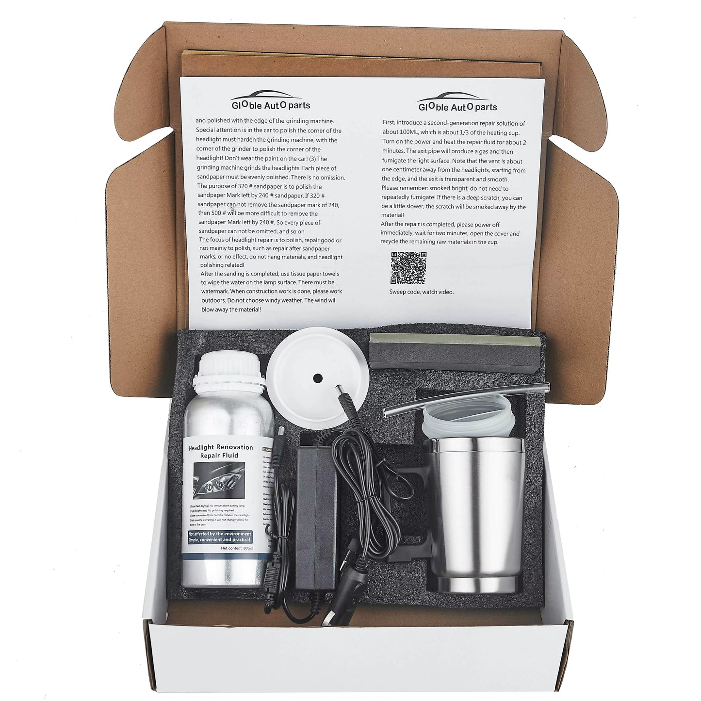 Headlight Restoration Kit | 800ml Cleaner & Polishing Tool